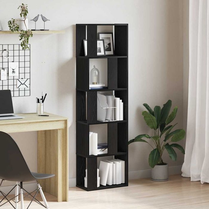 Librería/separador de ambientes de roble negro, 45x24x159 cm - pangivo