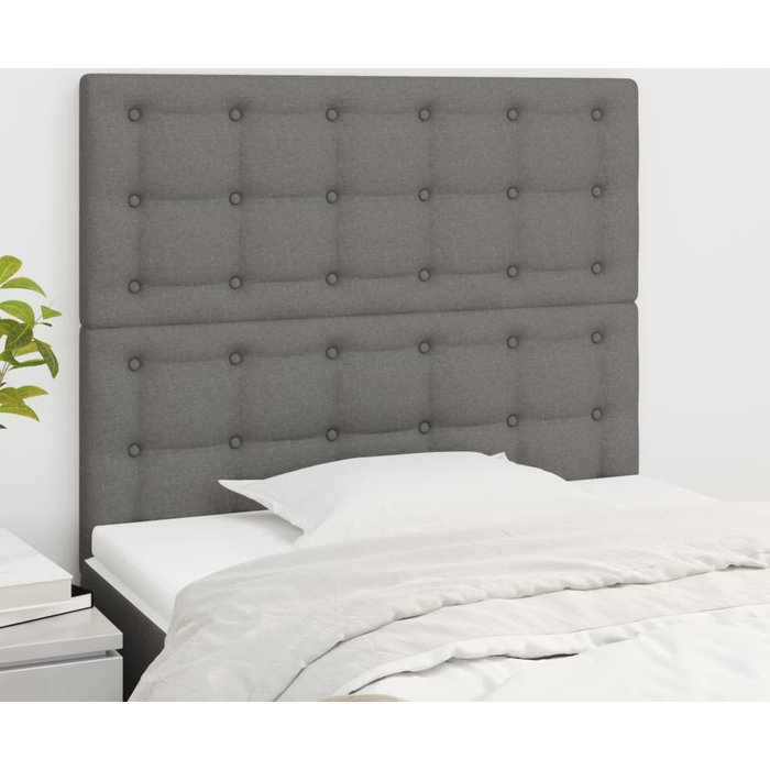 Cabeceros 2 unidades de tela gris oscuro 90x5x78/88 cm