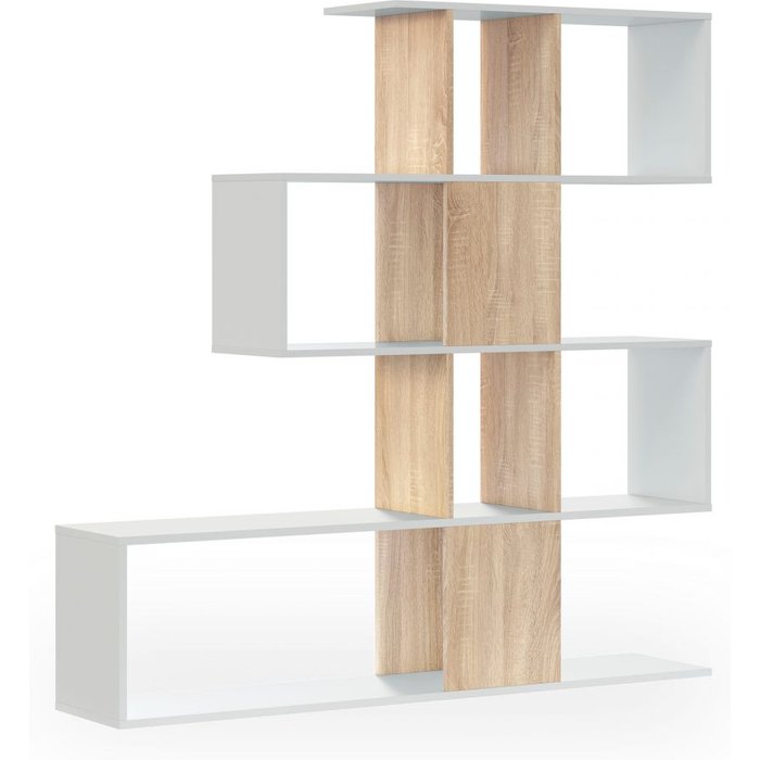 Estantería domi blanco artik (blanco mate) - roble canadian 145 x 145 x 28 cm