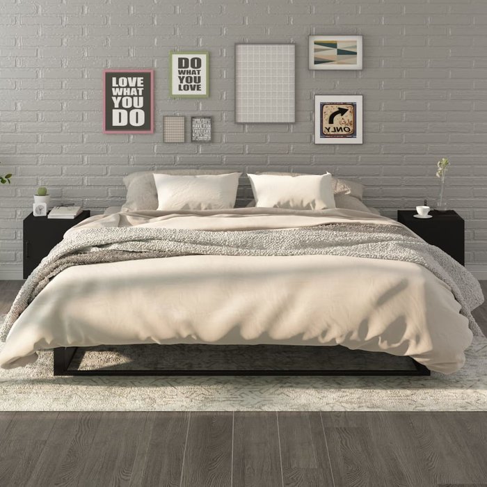 Maison exclusive - mesitas de noche 2 unidades madera contrachapada negra