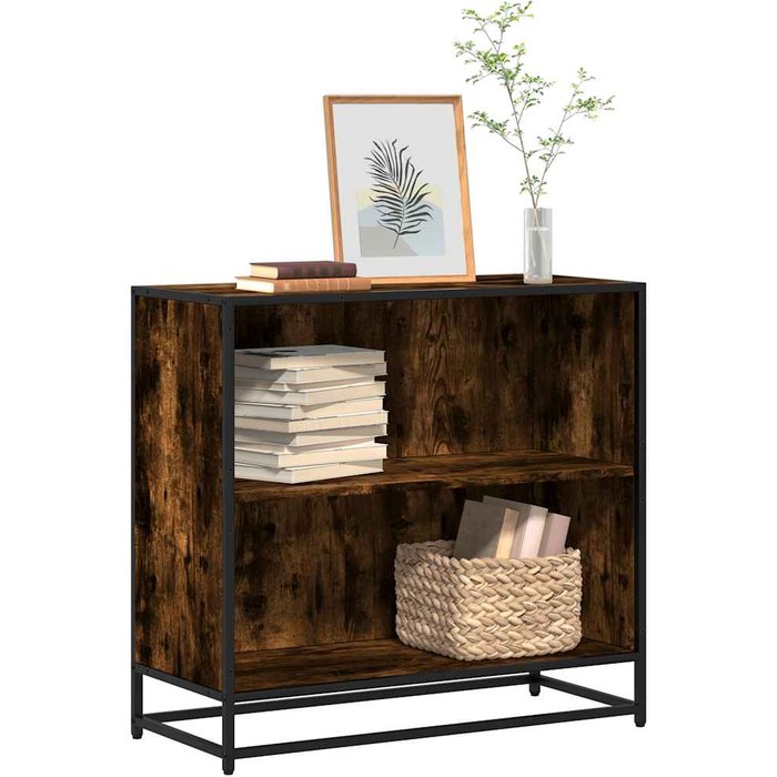 Librería roble ahumado 80x35x76 cm madera contrachapada