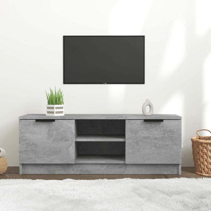 Mueble de tv, gris hormigón, 102x35x36,5 cm, madera de ingeniería