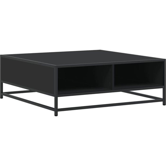 Mesa de centro madera de ingeniería y metal negro 80x80x30 cm - comfortxl