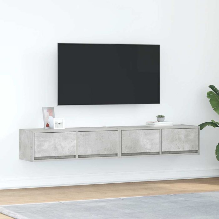 Mueble de tv de 2 piezas, gris hormigón, 80x31x25,5 cm, madera de ingeniería