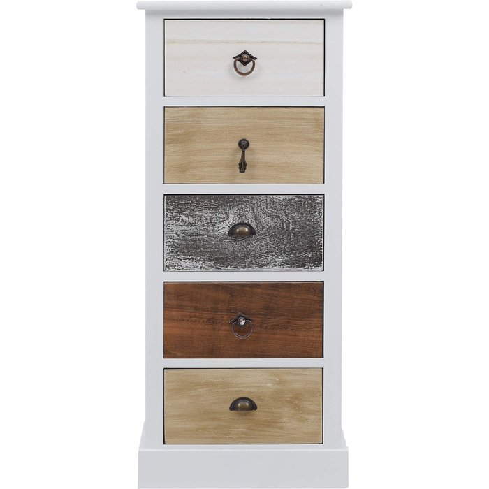 Cajonera rebecca mobili 5 cajones blanco multicolor shabby 84x37x27