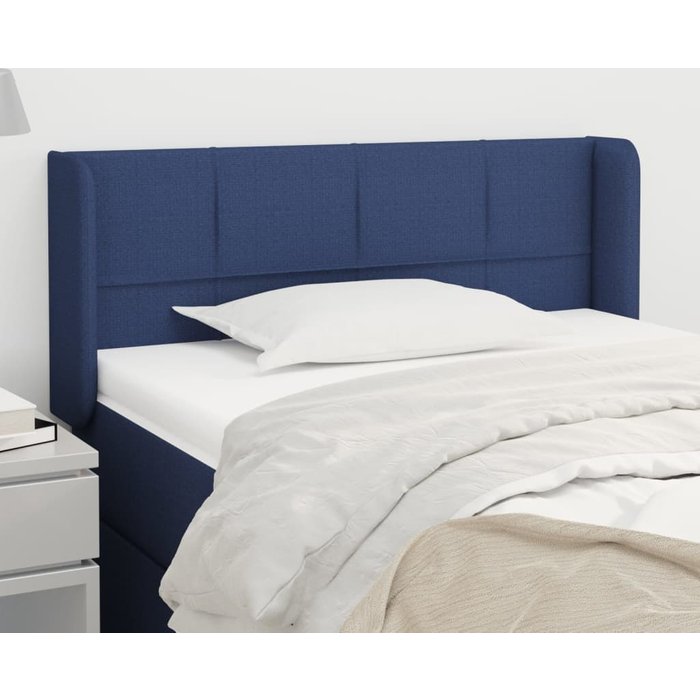 Cabecero de tela azul 103x16x78/88 cm