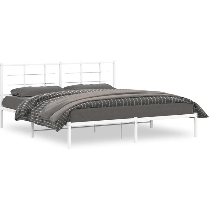 Vidaxl estructura de cama de metal con cabecero blanco 183x213 cm