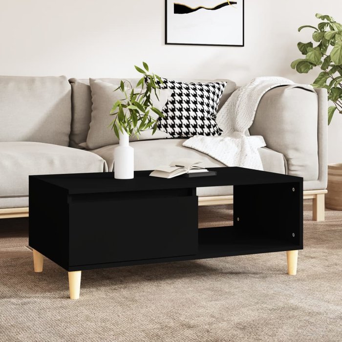 Mesa de centro madera contrachapada negro 90x50x36,5 cm - comfortxl
