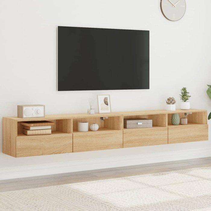 Vidaxl muebles de pared para tv 2 uds madera roble sonoma 100x30x30 cm