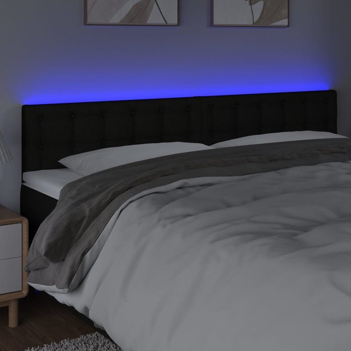 Maison exclusive - cabecero con led de tela negro 200x5x78/88 cm