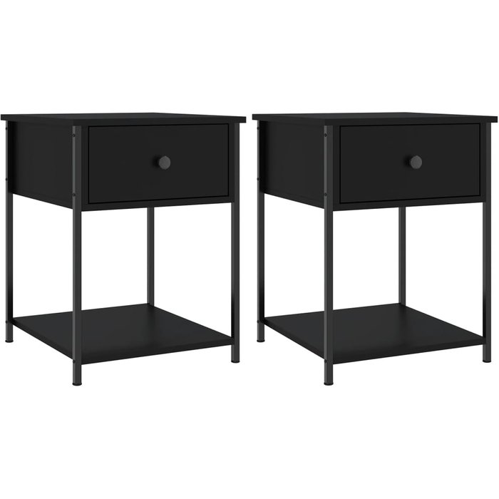 Mesitas de noche 2 piezas madera contrachapada negra 44x45x58 cm