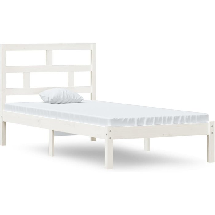 Estructura de cama individual de madera maciza blanco 90x190 cm — comfortxl