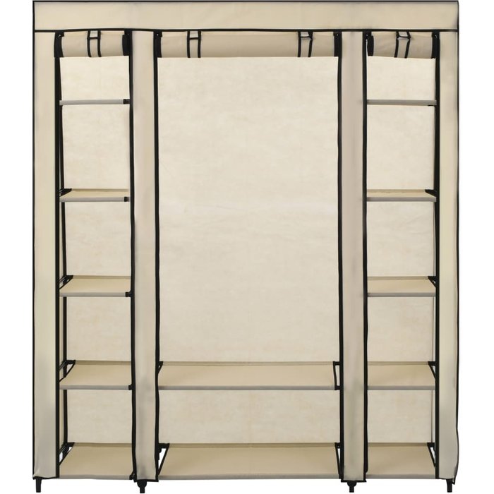 Armario con compartimentos y varillas tela crema 150x45x176 cm - comfortxl