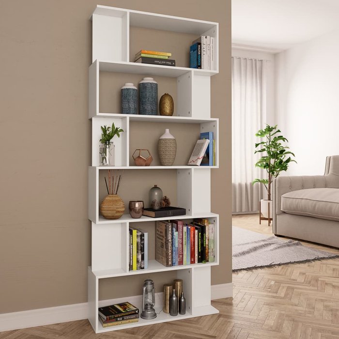 Librería/separador de ambientes aglomerado blanco 80x24x192 cm