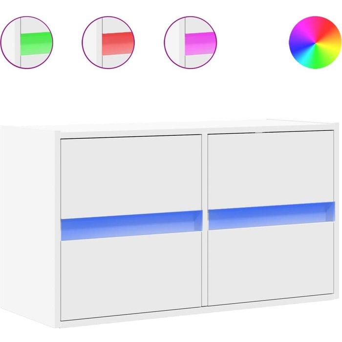 Mueble de tv de pared con luces led blanco 80x31x45 cm - comfortxl