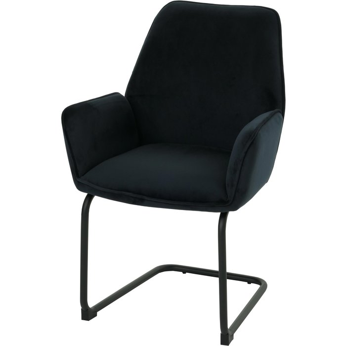 Silla de comedor con reposabrazos asiento de tela azul antracita 04_0006295