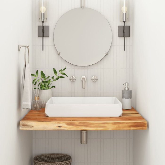 Encimera rectangular de baño de madera de acacia, 70x60x3,8 cm