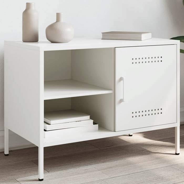 Mueble de tv de acero blanco 68x39x50,5 cm
