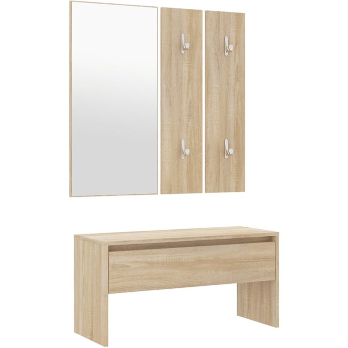 Set de muebles de recibidor madera contrachapada roble sonoma - comfortxl
