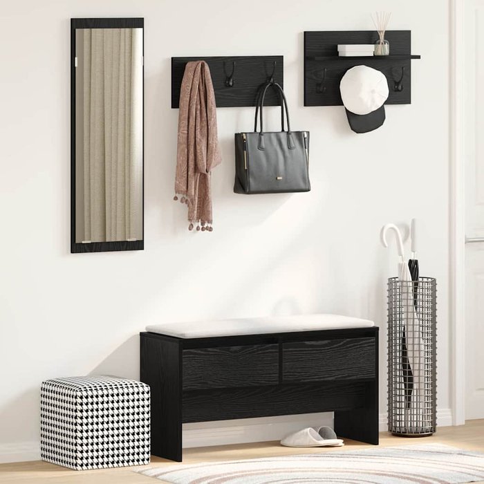 Conjunto de muebles de recibidor con cajón 4 pcs roble negro