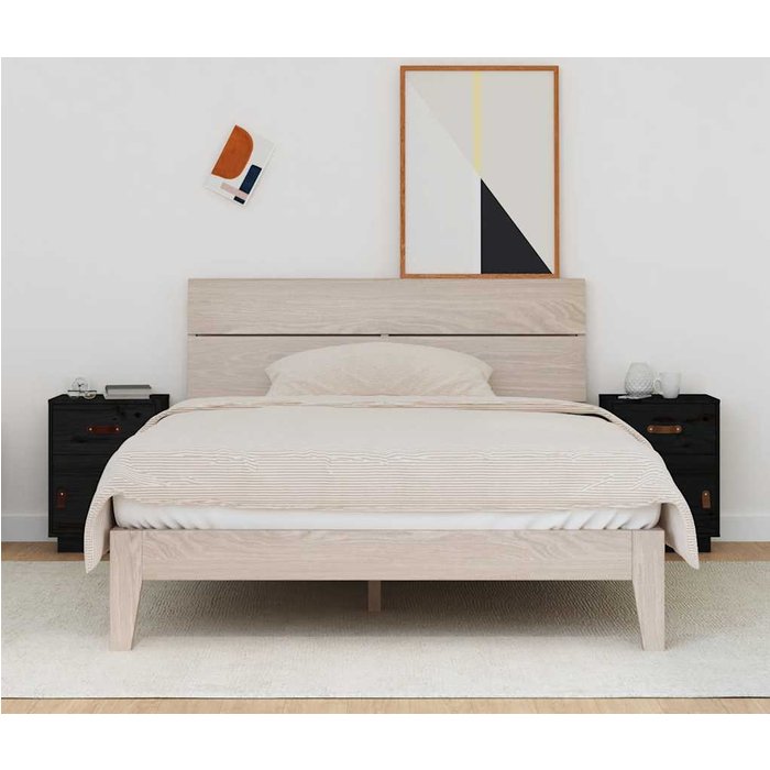 Mesitas de noche 2 uds madera maciza de pino negro 40x34x55 cm - comfortxl