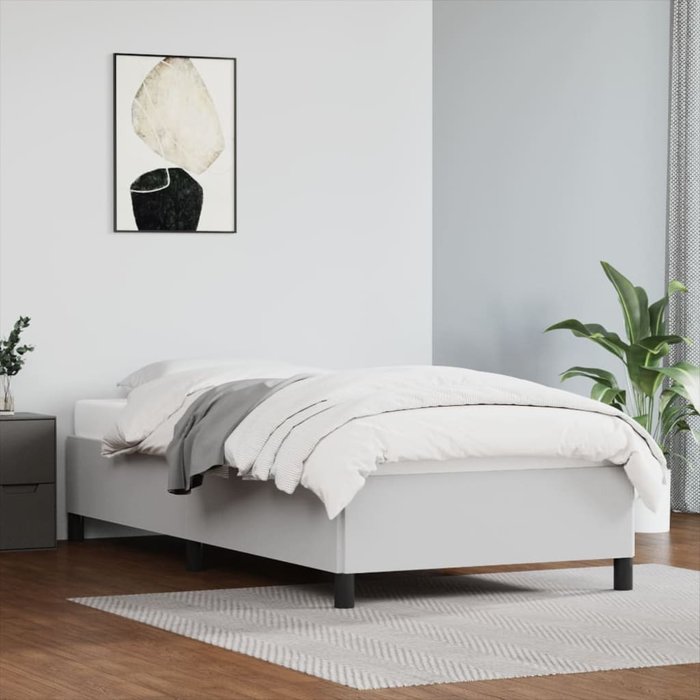 Estructura de cama sin colchón cuero sintético blanco 100x200cm vidaxl