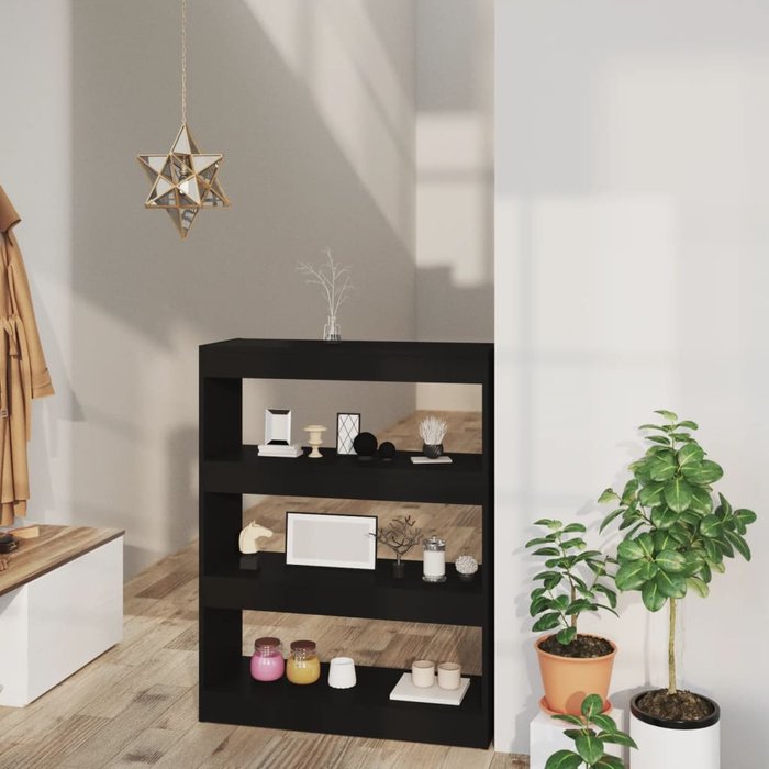 Maison exclusive - estantería/divisor madera contrachapada negro 80x30x103 cm