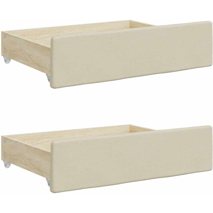 Cajones de cama 2 uds madera ingeniería y cuero sintético crema cfw45362