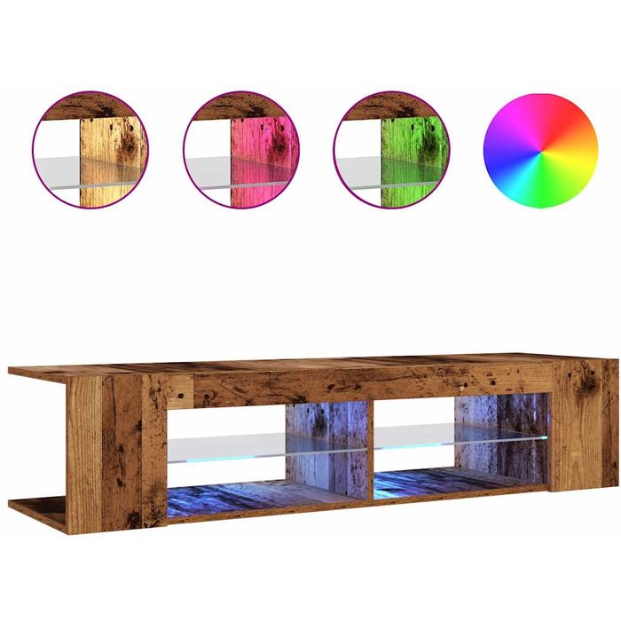 Mueble tv led en madera de ingeniería envejecida 135x39x30 cm - comfortxl