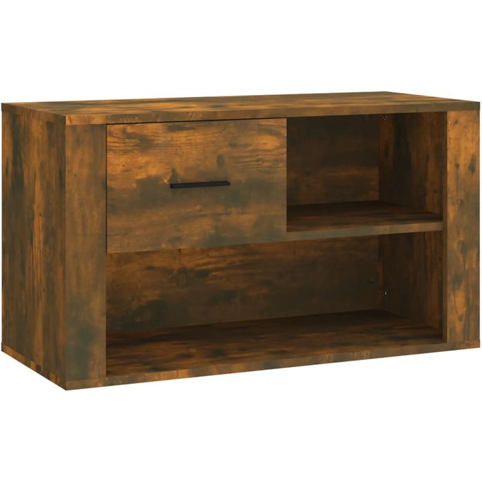 Mueble zapatero madera contrachapada roble ahumado 80x35x45 cm - comfortxl