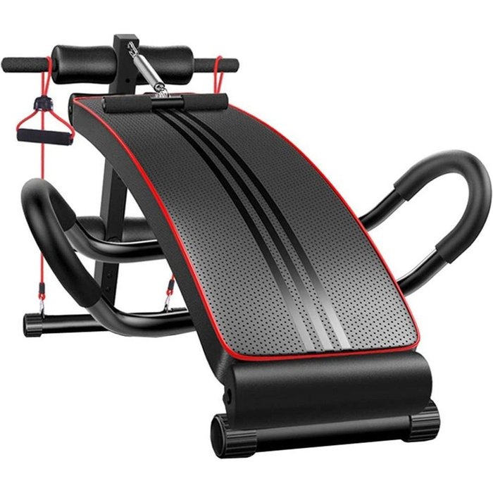 Banco abdominales musculación fitness tech con bandas de resistencia