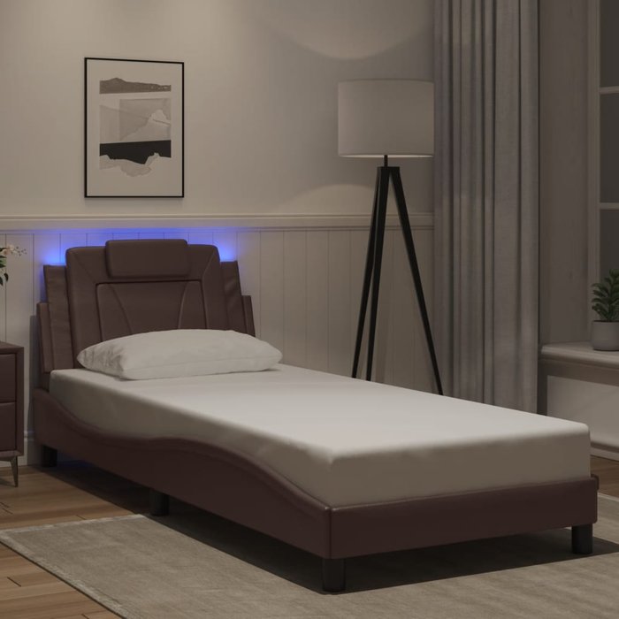Estructura de cama viana con led sin colchón marrón 90x190 cm vidaxl