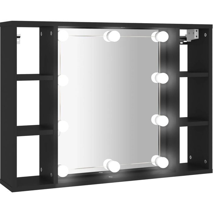 Mueble de almacenaje | mueble con espejo y led negro 76x15x55 cm cfw656758