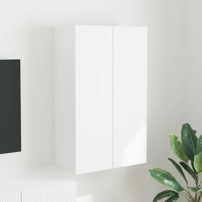 Mueble de tv de pared blanco, 59,5 x 31 x 100 cm, madera de ingeniería