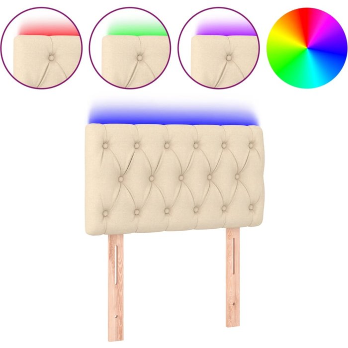 Cabecero cama - mueble cabecero con led de tela color crema 80x7x78/88 cm