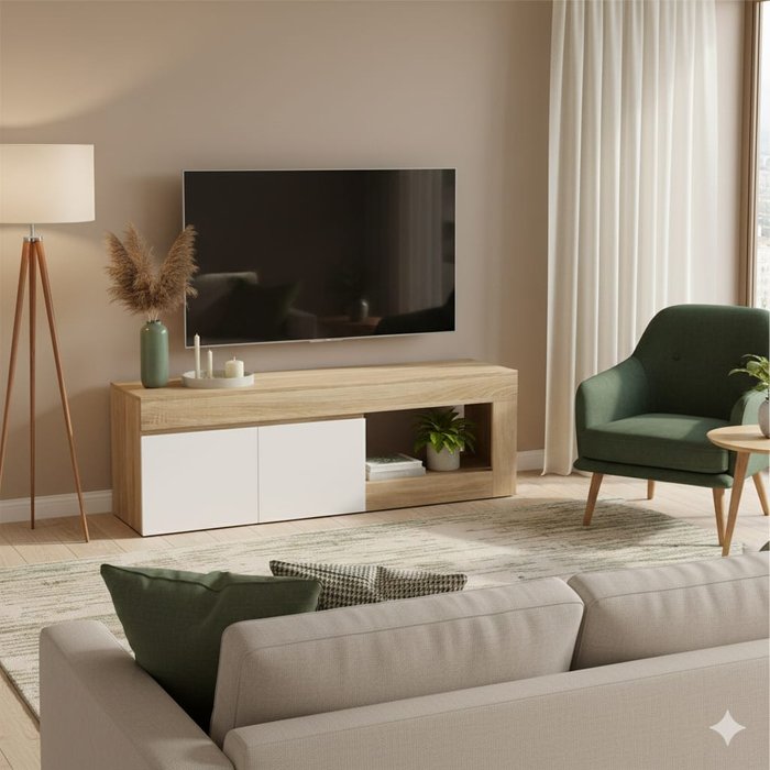 Essenza mueble tv moderno blanco madera 140cm hasta 60 - 83b-142v00nd