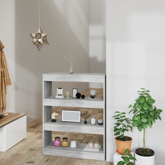 Librería/separador sonoma gris 80x30x103 cm madera contrachapada