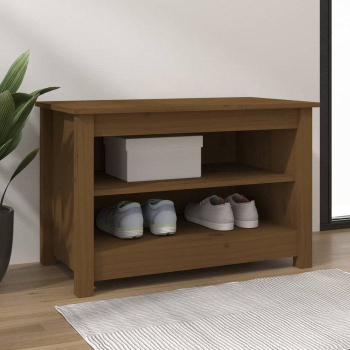 Maison exclusive - banco zapatero madera maciza de pino marrón miel 70x38x45,5cm