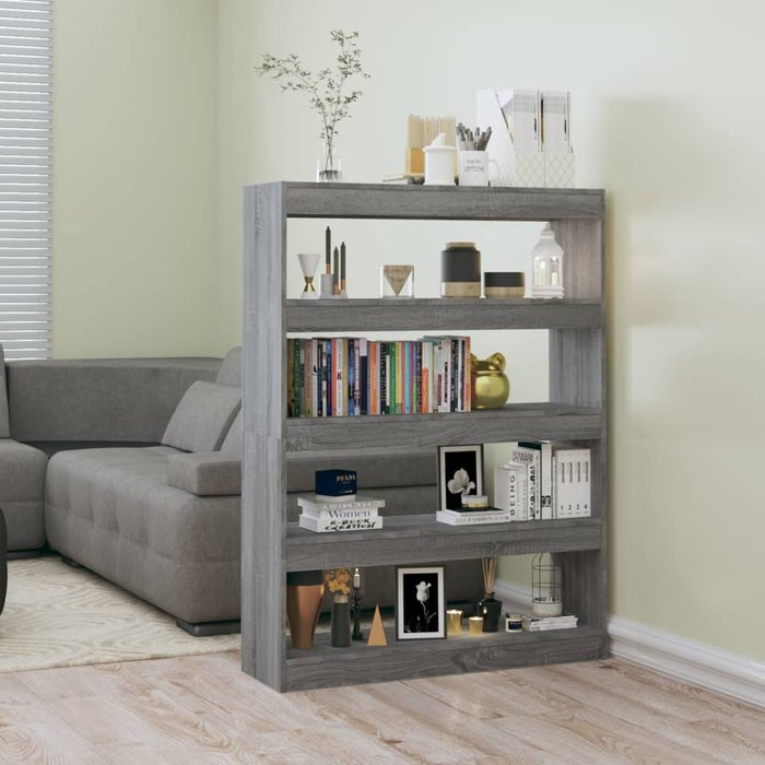 Librería/separador de ambientes sonoma gris 100x30x135 cm