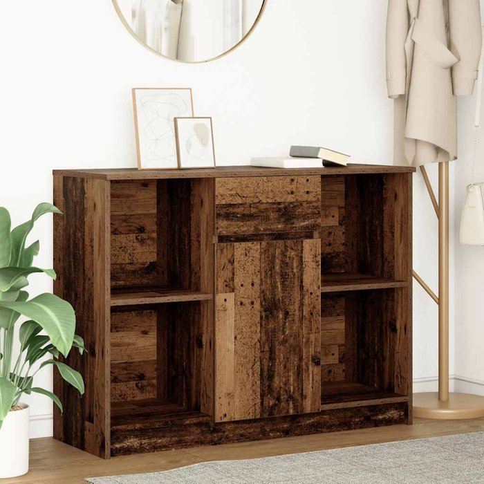 Aparador con cajón madera antigua 101x35x76cm madera ingeniería vidaxl