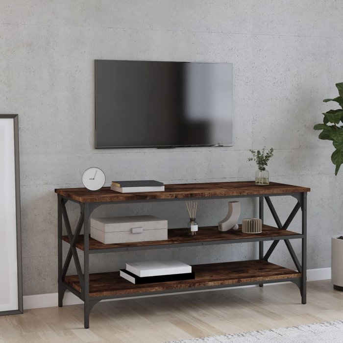 Mueble tv roble ahumado 100x40x50 cm madera contrachapada