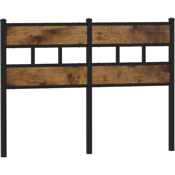 Cabecero de hierro y madera de ingeniería roble ahumado 120 cm - comfortxl