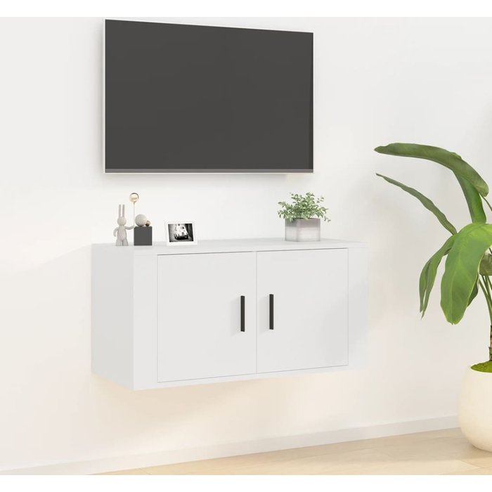 Mueble de tv de pared blanco, 80x34,5x40 cm