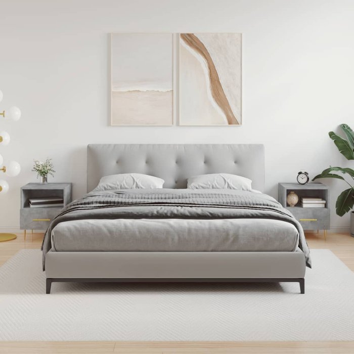 Mesitas de noche, gris hormigón, 40 x 35 x 47,5 cm, madera de ingeniería