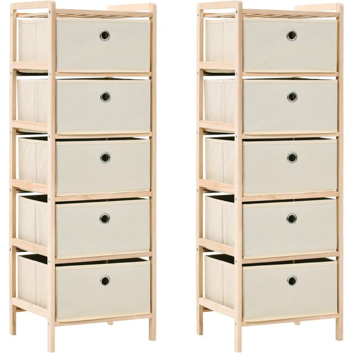 Estantes con 5 cestas de tela 2 unidades madera de cedro beige