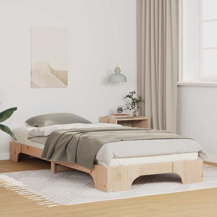 Estructura de cama con almacenamiento marrón 80 x 210 cm madera