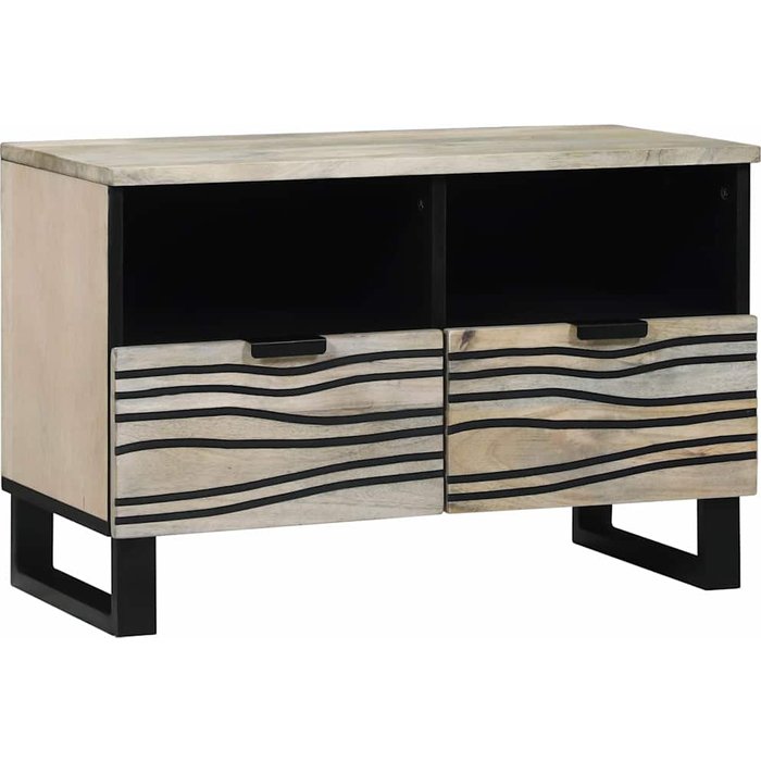 Armario de tv blanco 70 x 33 x 46 cm madera maciza de mango