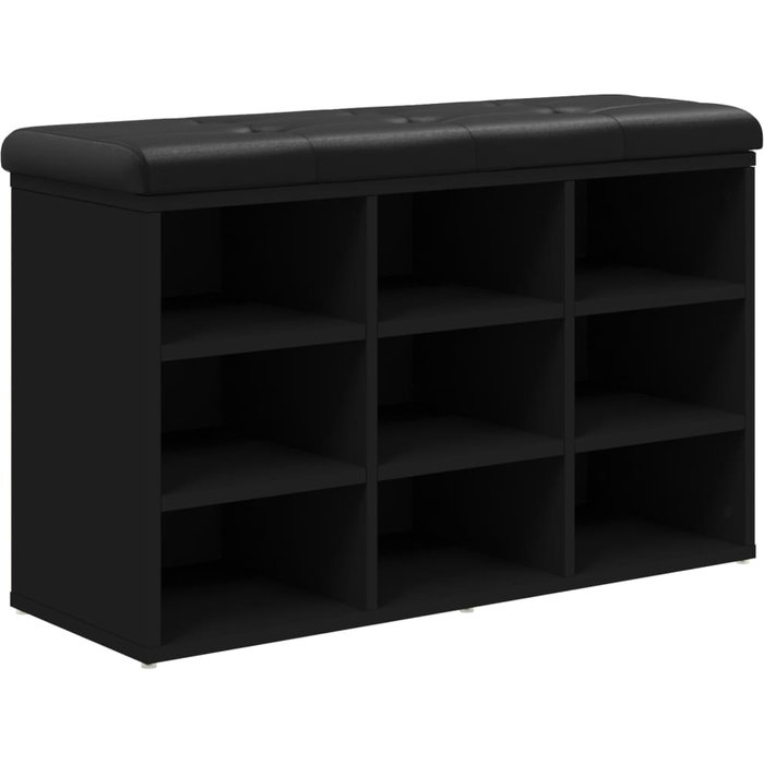 Banco zapatero madera de ingeniería negro 82x32x50 cm - comfortxl