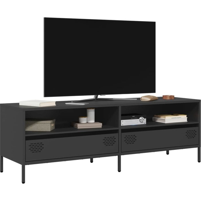 Mueble para tv acero laminado en frío negro 135x39x43,5 cm vidaxl