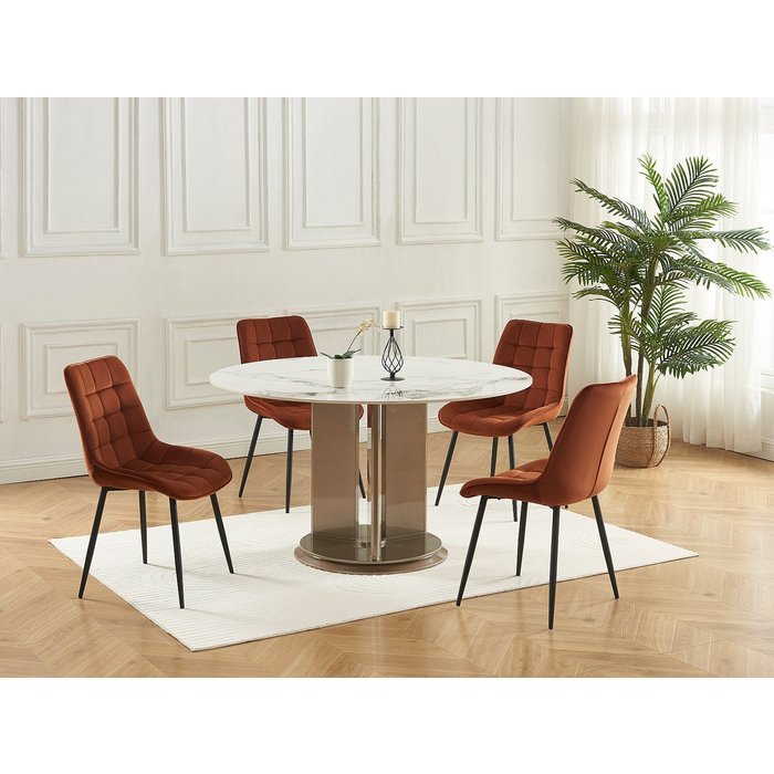 Juego de 2 sillas acolchadas - terciopelo y metal negro - terracota - ollua